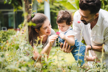 Obraz premium young mother are happy to raising new little children at home, woman family with newborn baby who son or daughter, love and care motherhood people, holding small cute girl