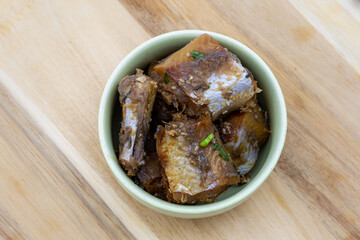 Korean Braised semi-dried pollock side dish which is called Kodari Jorim