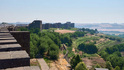 Diyarbakir Fortress walls and Hevsel Gardens. Sur, Diyarbakir, Turkey. UNESCO World Heritage Site