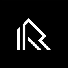 Construction letter r logo design vector illustration, abstract letter r logo design template vector image, construction letter r line drawing logo