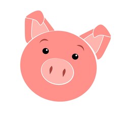 Little pink pig head clipart