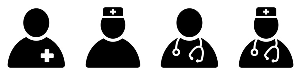 Set of doctor icons. Physician, provider of patient care. Vector illustration.