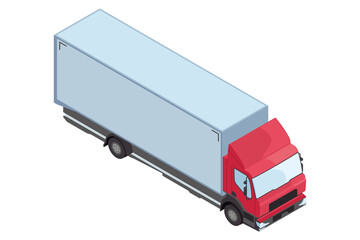 Isolated 3d red and white truck icon