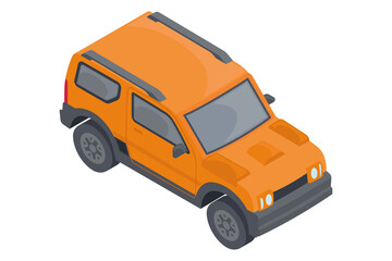 Isolated 3d orange pickup truck icon