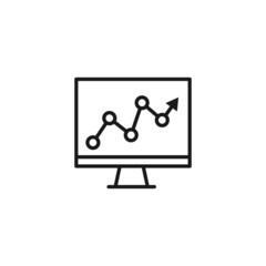 Line icon of trend line divided  with points