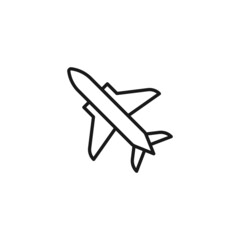 Line icon of airplane flying and leaving contrails