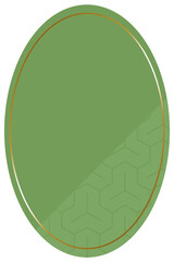 楕円形のフレーム　縦　グリーン＆ゴールド　一部に毘沙門亀甲