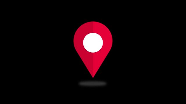 Location Pin icon Appearing pointer, 4K video GPS movement pin showing location on the map. Sign and pin to indicate the route and location maps. Map marker icon moving up down animation. Map pointer.