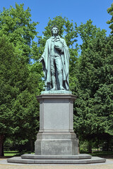 Schiller Monument in Frankfurt am Main, Germany. The monument by sculptor Johannes Dielmann was unveiled on May 9, 1864 at the Taunusanlage public park on the place of the former city walls.