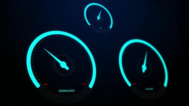 futuristic speedometer with the pointer that pass 5G technology dashboard speedometer. download and upload speed, with a switch 5G, concept of fast network speed and new technology.
