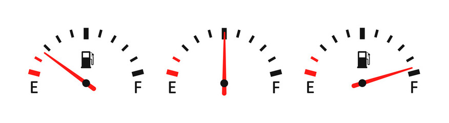Speedometer or full fuel gauge icons elements. Vector illustration. - obrazy, fototapety, plakaty