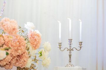 wedding bouquet and candles