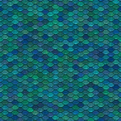Seamless shimmering blue green scales pattern background © CNick