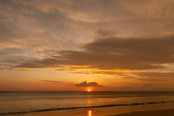 Beautiful sky with cloud sunset background.