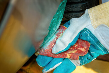 Repair of car body with putty