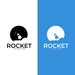 Launch, rocket, startup icon. Vector illustration. A rocket flying around the moon © Bintang Aji