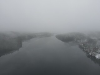 Winter Forst Foggy Drone Shots