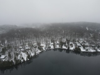 Winter Forst Foggy Drone Shots