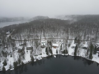Winter Forst Foggy Drone Shots