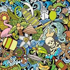 Obraz na płótnie Canvas Cartoon doodles Bahamas seamless pattern.