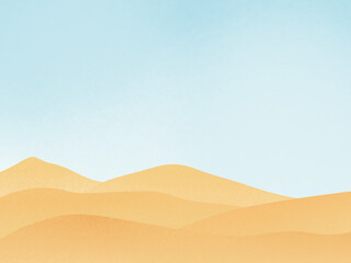 Fototapeta na wymiar Desert sand dunes and blue sky landscape illustration