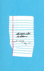 A crumpled paper shows a crossed out line and the expression "I really can't tell" on a light blue background.