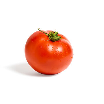 ripe tomato with water droplets