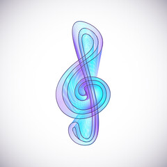 Holographic line art treble clef