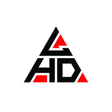 LHD triangle letter logo design with triangle shape. LHD triangle logo design monogram. LHD triangle vector logo template with red color. LHD triangular logo Simple, Elegant, and Luxurious Logo. LHD 