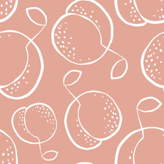 Seamless pattern with a hand drawn doodle peach