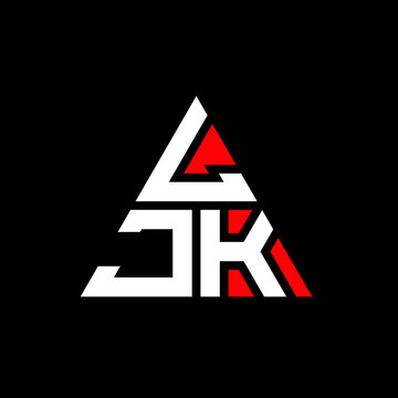 LJK triangle letter logo design with triangle shape. LJK triangle logo design monogram. LJK triangle vector logo template with red color. LJK triangular logo Simple, Elegant, and Luxurious Logo. LJK 