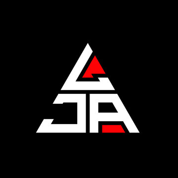 LJA triangle letter logo design with triangle shape. LJA triangle logo design monogram. LJA triangle vector logo template with red color. LJA triangular logo Simple, Elegant, and Luxurious Logo. LJA 