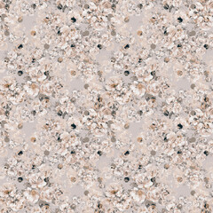  Abstract seamless print of drawn bouquets of roses. Light background. Beautiful pattern for your festive design and wallpaper. 