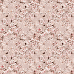  Abstract seamless print of drawn bouquets of roses. Light background. Beautiful pattern for your festive design and wallpaper. 