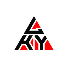 LKY triangle letter logo design with triangle shape. LKY triangle logo design monogram. LKY triangle vector logo template with red color. LKY triangular logo Simple, Elegant, and Luxurious Logo. LKY 