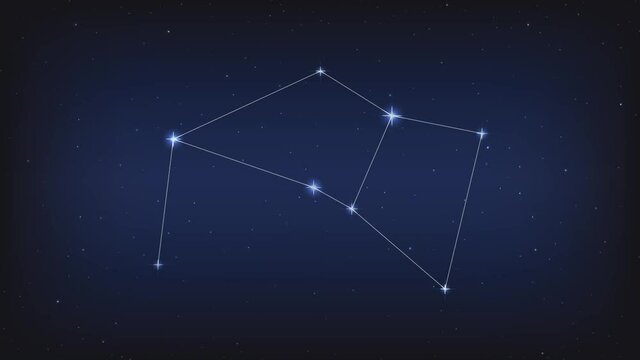 Ara constellation with line in galaxy, group of star, animation 