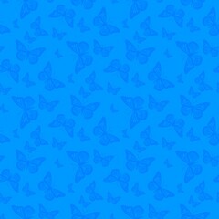 Fototapeta na wymiar Seamless light blue background with butterflies pattern