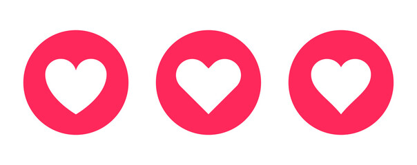 Heart icon set, Heart Like social media vector icon