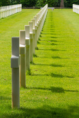 Colleville-Sur-Mer, France - 08 03 2021: Normandy American Cemetery and Memorial and the white...