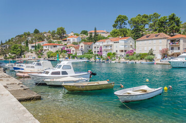 Fototapeta na wymiar Scenic bay of Bobovisca village. Bobovisca lies on the west coast of Brac island in Croatia.