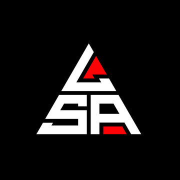 LSA triangle letter logo design with triangle shape. LSA triangle logo design monogram. LSA triangle vector logo template with red color. LSA triangular logo Simple, Elegant, and Luxurious Logo. LSA 