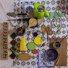 color palette mood board for interior design and decor