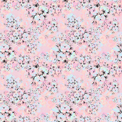  Abstract seamless print of drawn bouquets of roses. Light background. Beautiful pattern for your festive design and wallpaper. 