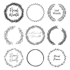 Floral wreath. Beautiful Branch Border in black.