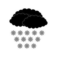 The icon of clouds and snow in black tones on a white background.