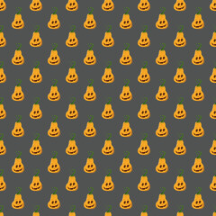 Fototapeta premium Halloween pumpkin seamless pattern. Cute cartoon pumpkins, holiday background design, vector illustration