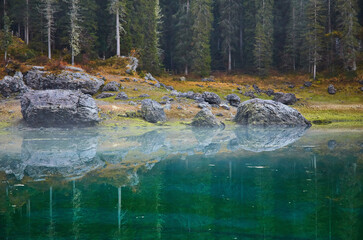 Obraz na płótnie Canvas Carezza lake, Val di fassa, Dolomites, Alps