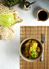 zucchini in soy sauce with sesame seeds