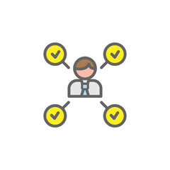 Tasks man mark outline colored icon. Elements of Business illustration line colored icon. Signs and symbols can be used for web, logo, mobile app, UI, UX