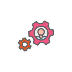 Management gear men outline colored icon. Elements of Business illustration line colored icon. Signs and symbols can be used for web, logo, mobile app, UI, UX